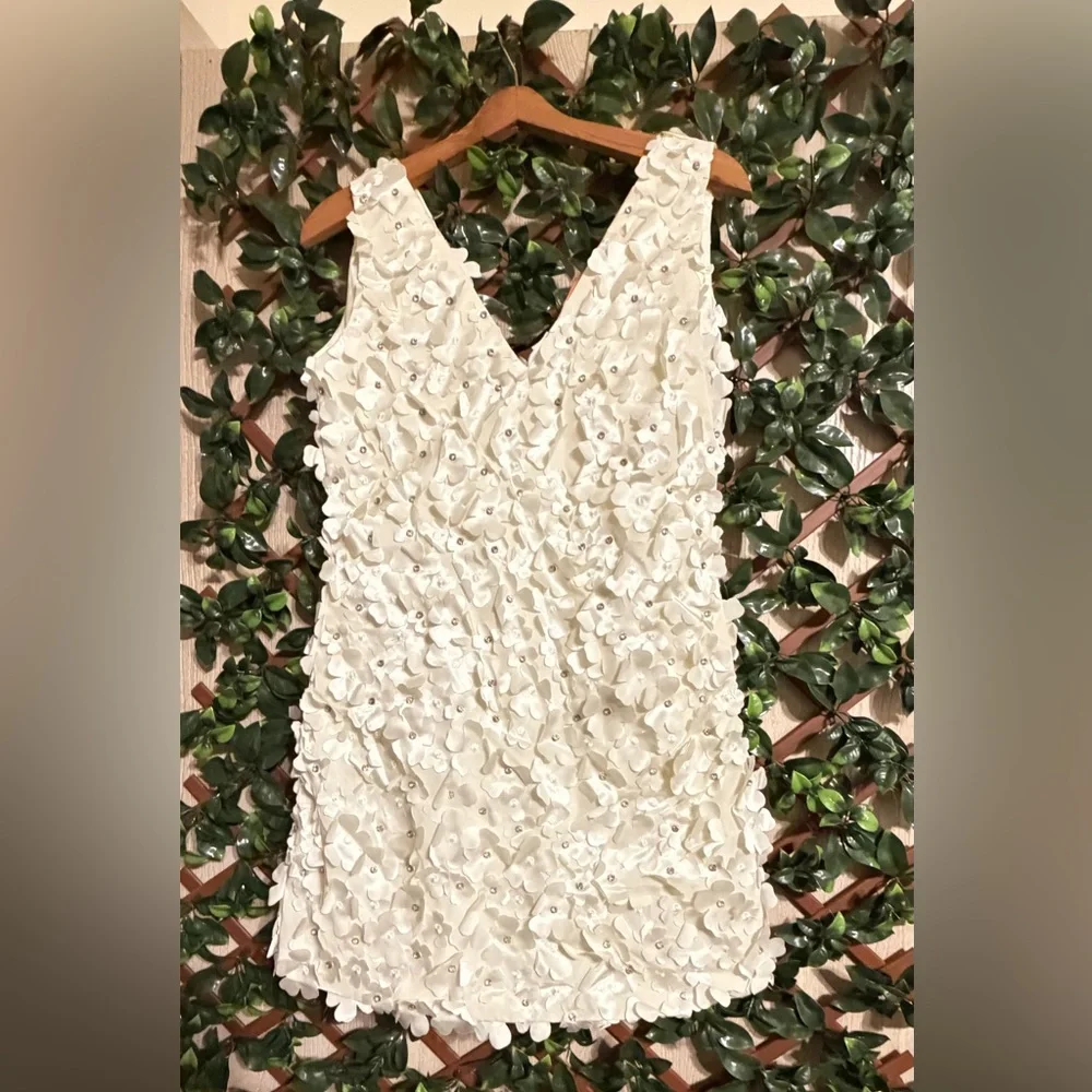 STINE GOYA White Textured Elena Floral Mini Dress Women’s Size XS - Picture 3 of 16